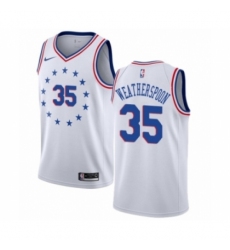 Men's Nike Philadelphia 76ers #35 Clarence Weatherspoon White Swingman Jersey - Earned Edition