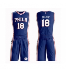 Men's Philadelphia 76ers #18 Shake Milton Authentic Blue Basketball Suit Jersey - Icon Edition