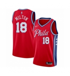 Men's Philadelphia 76ers #18 Shake Milton Authentic Red Finished Basketball Jersey - Statement Edition