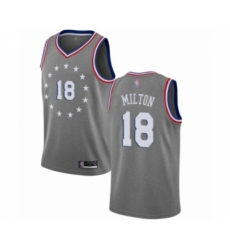 Youth Philadelphia 76ers #18 Shake Milton Swingman Gray Basketball Jersey - City Edition