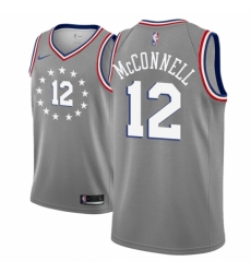 Men NBA 2018-19 Philadelphia 76ers #12 T J  McConnell City Edition Gray Jersey