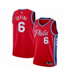 Men's Philadelphia 76ers #6 Julius Erving Authentic Red Finished Basketball Jersey - Statement Edition