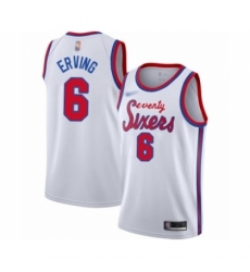 Men's Philadelphia 76ers #6 Julius Erving Authentic White Hardwood Classics Basketball Jersey