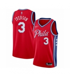 Men's Philadelphia 76ers #3 Allen Iverson Authentic Red Finished Basketball Jersey - Statement Edition