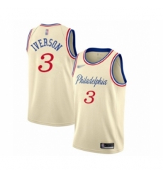 Men's Philadelphia 76ers #3 Allen Iverson Swingman Cream Basketball Jersey - 2019 20 City Edition