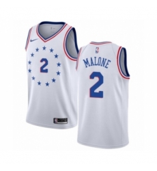 Men's Nike Philadelphia 76ers #2 Moses Malone White Swingman Jersey - Earned Edition