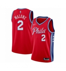 Men's Philadelphia 76ers #2 Moses Malone Authentic Red Finished Basketball Jersey - Statement Edition