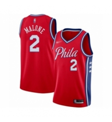 Women's Philadelphia 76ers #2 Moses Malone Swingman Red Finished Basketball Jersey - Statement Edition
