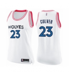 Women's Minnesota Timberwolves #23 Jarrett Culver Swingman White Pink Fashion Basketball Jersey