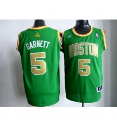 Celtics #5 Kevin Garnett Stitched Green Gold Number NBA Jersey