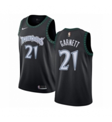 Men's Nike Minnesota Timberwolves #21 Kevin Garnett Swingman Black Hardwood Classics Jersey