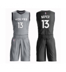 Men's Minnesota Timberwolves #13 Shabazz Napier Swingman Gray Basketball Suit Jersey - City Edition