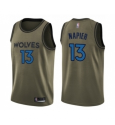 Men's Minnesota Timberwolves #13 Shabazz Napier Swingman Green Salute to Service Basketball Jersey