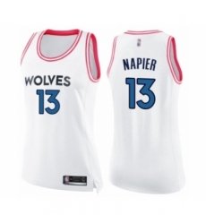 Women's Minnesota Timberwolves #13 Shabazz Napier Swingman White Pink Fashion Basketball Jersey