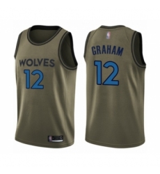 Men's Minnesota Timberwolves #12 Treveon Graham Swingman Green Salute to Service Basketball Jersey
