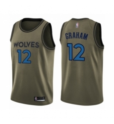 Youth Minnesota Timberwolves #12 Treveon Graham Swingman Green Salute to Service Basketball Jersey