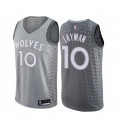 Men's Minnesota Timberwolves #10 Jake Layman Authentic Gray Basketball Jersey - City Edition