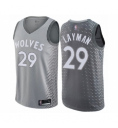 Men's Minnesota Timberwolves #29 Jake Layman Authentic Gray Basketball Jersey - City Edition