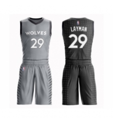 Men's Minnesota Timberwolves #29 Jake Layman Swingman Gray Basketball Suit Jersey - City Edition