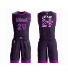 Men's Minnesota Timberwolves #29 Jake Layman Swingman Purple Basketball Suit Jersey - City Edition