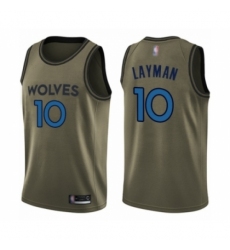 Youth Minnesota Timberwolves #10 Jake Layman Swingman Green Salute to Service Basketball Jersey