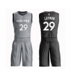 Youth Minnesota Timberwolves #29 Jake Layman Swingman Gray Basketball Suit Jersey - City Edition