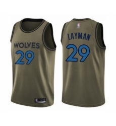 Youth Minnesota Timberwolves #29 Jake Layman Swingman Green Salute to Service Basketball Jersey