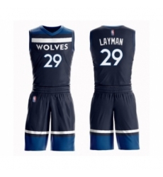 Youth Minnesota Timberwolves #29 Jake Layman Swingman Navy Blue Basketball Suit Jersey - Icon Edition