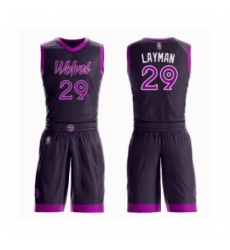 Youth Minnesota Timberwolves #29 Jake Layman Swingman Purple Basketball Suit Jersey - City Edition