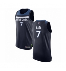 Men's Minnesota Timberwolves #7 Jordan Bell Authentic Navy Blue Basketball Jersey - Icon Edition