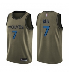 Men's Minnesota Timberwolves #7 Jordan Bell Swingman Green Salute to Service Basketball Jersey