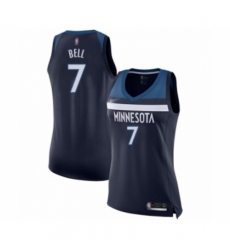 Women's Minnesota Timberwolves #7 Jordan Bell Swingman Navy Blue Basketball Jersey - Icon Edition