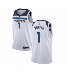 Men's Minnesota Timberwolves #1 Noah Vonleh Authentic White Basketball Jersey - Association Edition