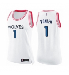 Women's Minnesota Timberwolves #1 Noah Vonleh Swingman White Pink Fashion Basketball Jersey