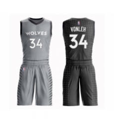 Youth Minnesota Timberwolves #34 Noah Vonleh Swingman Gray Basketball Suit Jersey - City Edition