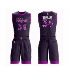 Youth Minnesota Timberwolves #34 Noah Vonleh Swingman Purple Basketball Suit Jersey - City Edition