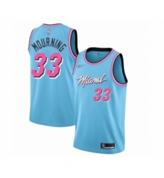 Youth Miami Heat #33 Alonzo Mourning Swingman Blue Basketball Jersey - 2019 20 City Edition
