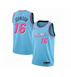 Men's Miami Heat #16 James Johnson Swingman Blue Basketball Jersey - 2019 20 City Edition