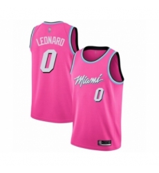 Men's Miami Heat #0 Meyers Leonard Pink Swingman Jersey - Earned Edition