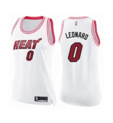 Women's Miami Heat #0 Meyers Leonard Swingman White Pink Fashion Basketball Jersey