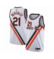 Men's Los Angeles Clippers #21 Patrick Beverley Authentic White Hardwood Classics Finished Basketball Jersey