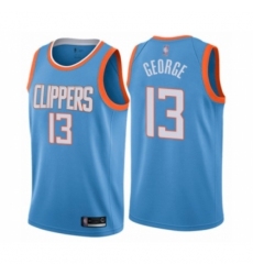 Men's Los Angeles Clippers #13 Paul George Authentic Blue Basketball Jersey - City Edition