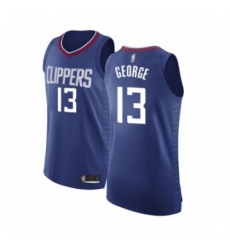 Men's Los Angeles Clippers #13 Paul George Authentic Blue Basketball Jersey - Icon Edition