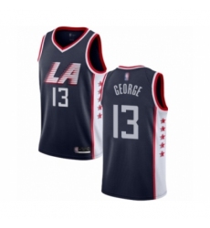 Men's Los Angeles Clippers #13 Paul George Authentic Navy Blue Basketball Jersey - City Edition