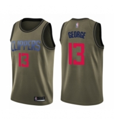 Youth Los Angeles Clippers #13 Paul George Swingman Green Salute to Service Basketball Jersey