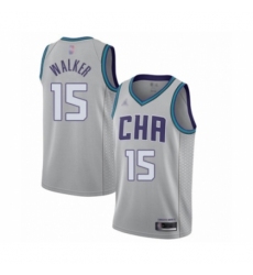 Youth Jordan Charlotte Hornets #15 Kemba Walker Swingman Gray Basketball Jersey - 2019 20 City Edition