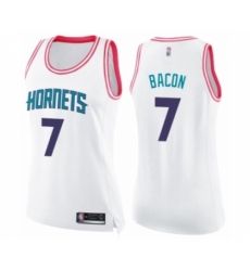 Women's Charlotte Hornets #7 Dwayne Bacon Swingman White Pink Fashion Basketball Jersey