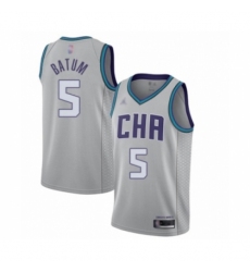 Men's Jordan Charlotte Hornets #5 Nicolas Batum Swingman Gray Basketball Jersey - 2019 20 City Edition
