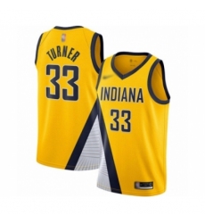Men's Indiana Pacers #33 Myles Turner Authentic Gold Finished Basketball Jersey - Statement Edition