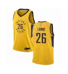 Men's Indiana Pacers #26 Jeremy Lamb Authentic Gold Basketball Jersey Statement Edition
